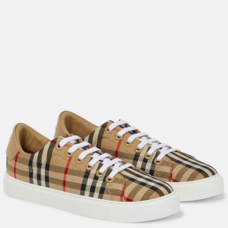 Billigdesigner Burberry Vintage Check Canvas Turnschuhe beige