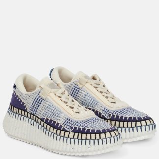 Billigdesigner Chloé Nama Mesh Turnschuhe blau