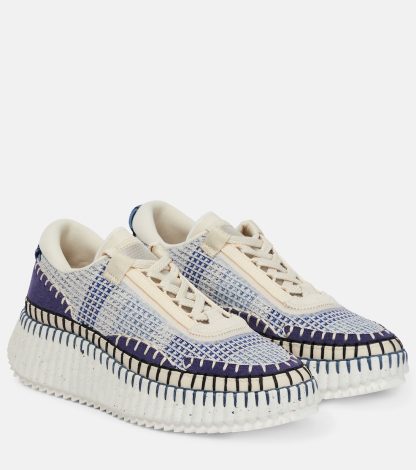 Billigdesigner Chloé Nama Mesh Turnschuhe blau