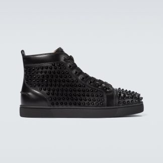 Billigdesigner Christian Louboutin Louis Spikes Turnschuhe schwarz