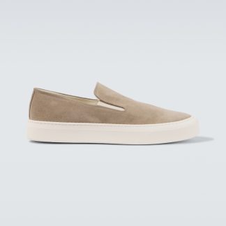 Billigdesigner Common Projects Wildleder-Slipper in Beige