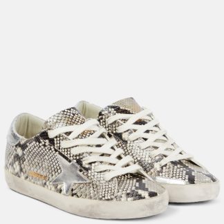 Billigdesigner Golden Goose Super-Star Sneakers aus Leder mit Schlangeneffekt mehrfarbig