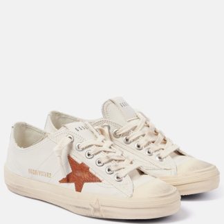 Billigdesigner Golden Goose V-Star 2 Leder Turnschuhe weiß