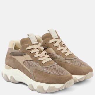 Billigdesigner Hogan Hogan Hyperactive Turnschuhe mit Wildlederbesatz beige