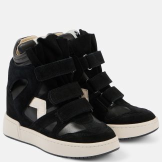 Billigdesigner Isabel Marant IM3 High-Top-Sneaker mit Keilabsatz und Wildlederbesatz schwarz