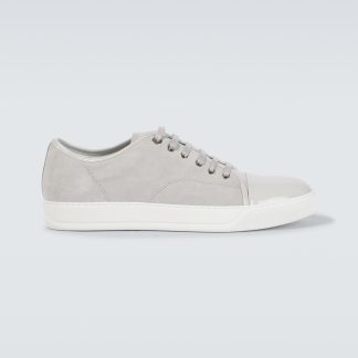 Billigdesigner Lanvin DBB1 Sneakers aus Wildleder mit Lederbesatz grau