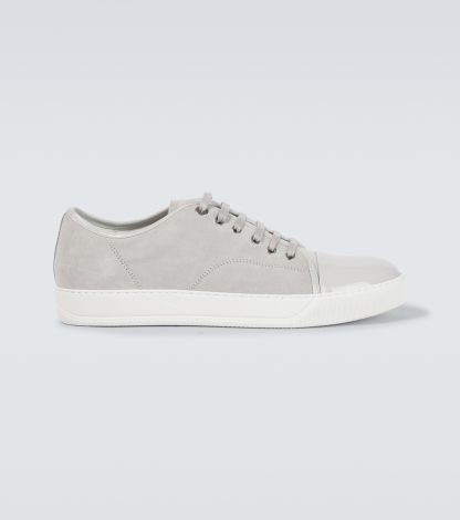 Billigdesigner Lanvin DBB1 Sneakers aus Wildleder mit Lederbesatz grau