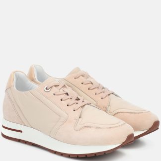 Billigdesigner Loro Piana My Wind Turnschuhe mit Wildlederbesatz rosa