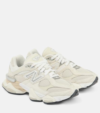 Billigdesigner New Balance 9060 Turnschuhe mit Wildlederbesatz beige