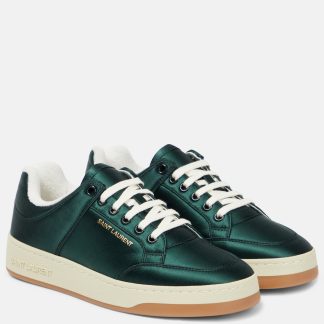 Billigdesigner Saint Laurent SL/61 Satin-Sneakers grün