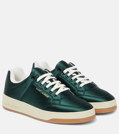 Billigdesigner Saint Laurent SL/61 Satin-Sneakers grün