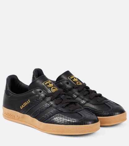 Designer kaufen Adidas Gazelle Leder Turnschuhe schwarz