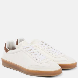 Designer kaufen Loro Piana Tennis Walk Sneakers aus Leder mit Wildlederbesatz weiß