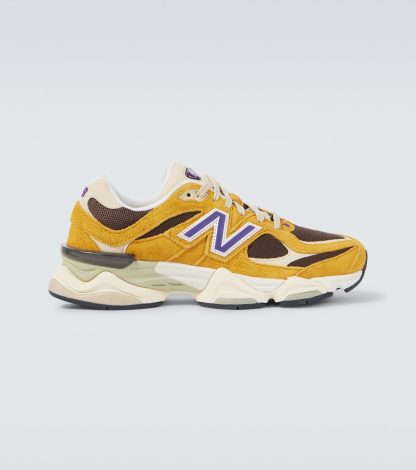 Designer kaufen New Balance 9060 Bestickte Leder-Sneakers mehrfarbig