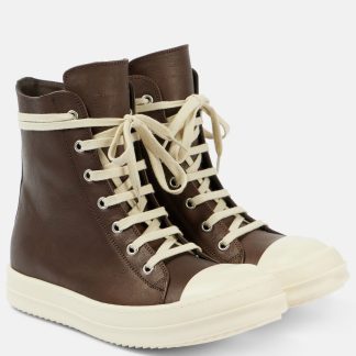 Designer kaufen Rick Owens Porterville Leder High-Top Turnschuhe braun