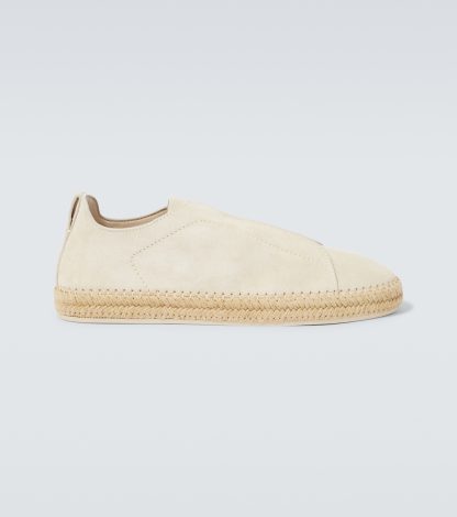 Designer kaufen Zegna Wildleder-Espadrilles mit Dreifachnähten weiß