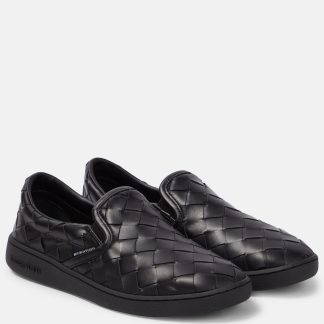 Großhandel Luxus Bottega Veneta Sawyer Leder Slipper schwarz