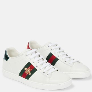 Großhandel Luxus Gucci Ace Leder Turnschuhe weiß