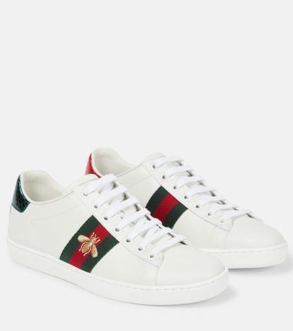 Großhandel Luxus Gucci Ace Leder Turnschuhe weiß