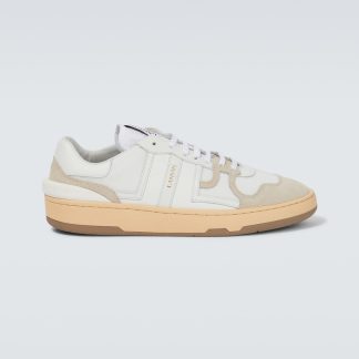 Großhandel Luxus Lanvin Clay Leder Low-Top Turnschuhe weiß