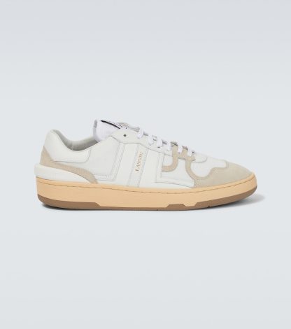 Großhandel Luxus Lanvin Clay Leder Low-Top Turnschuhe weiß