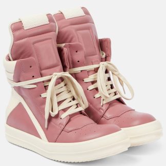 Großhandel Luxus Rick Owens Geobasket Leder High-Top Turnschuhe rosa