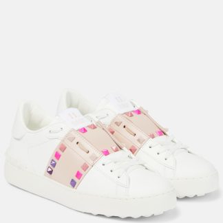 Großhandel Luxus Valentino Garavani Rockstud Untitled Leder Turnschuhe rosa