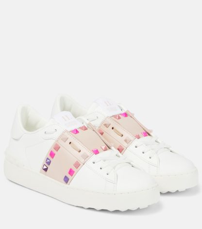 Großhandel Luxus Valentino Garavani Rockstud Untitled Leder Turnschuhe rosa