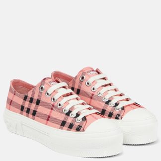 Großhandelsdesigner Burberry Vintage Check Leinwand Turnschuhe rosa