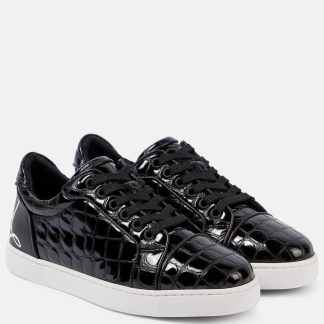 Großhandelsdesigner Christian Louboutin Fun Vieira Sneakers aus Leder mit Kroko-Effekt schwarz