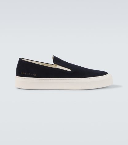 Großhandelsdesigner Common Projects Wildleder-Slipper blau