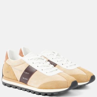 Großhandelsdesigner Hogan Wildleder-Sneakers mit Lederbesatz Braun