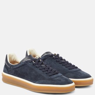 Großhandelsdesigner Loro Piana Tennis Walk Wildleder Turnschuhe blau