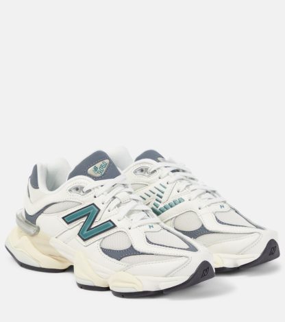 Großhandelsdesigner New Balance 9060 Turnschuhe mit Lederbesatz weiß