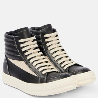 Großhandelsdesigner Rick Owens Vintage Leder High-Top Turnschuhe schwarz