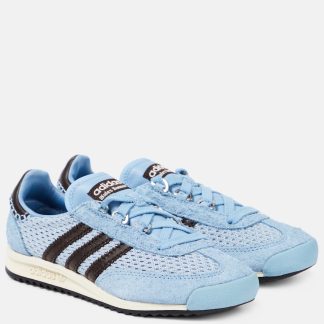 Hochwertiger Designer Adidas x Wales Bonner SL76 Turnschuhe mit Lederbesatz blau