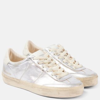 Hochwertiger Designer Golden Goose Soul-Star Metallic-Ledersneaker silber