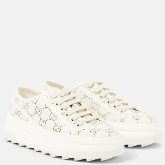 Hochwertiger Designer Gucci Gucci Tennis 1977 GG Kristall Turnschuhe weiß