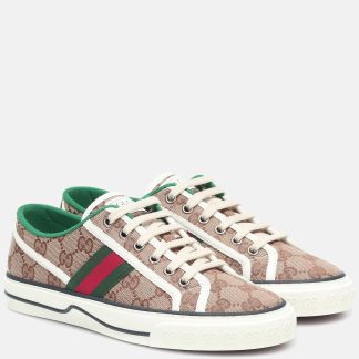 Hochwertiger Designer Gucci Gucci Tennis 1977 Leinwand Turnschuhe beige