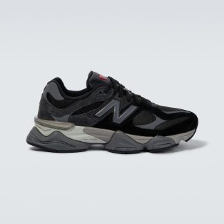 Hochwertiger Designer New Balance 9060 Turnschuhe mit Wildlederbesatz schwarz