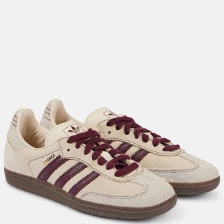 Hochwertiger Luxus Adidas Samba OG Turnschuhe aus Leder mit Wildlederbesatz weiß