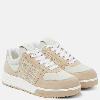 Hochwertiger Luxus Givenchy G4 Low-Top-Sneaker aus Wildleder und Leder weiß