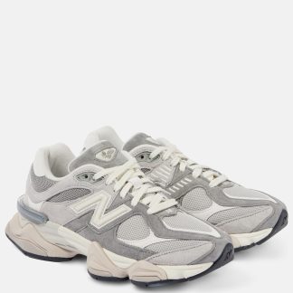 Hochwertiger Luxus New Balance 9060 Turnschuhe mit Wildlederbesatz grau