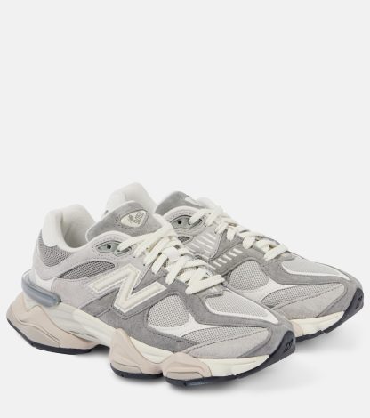 Hochwertiger Luxus New Balance 9060 Turnschuhe mit Wildlederbesatz grau