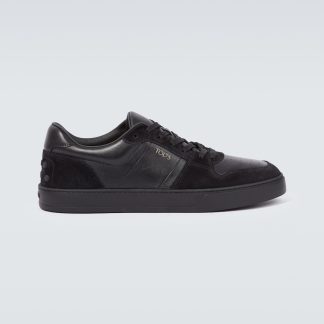 Hochwertiger Luxus Tods Logo-Ledersneaker schwarz