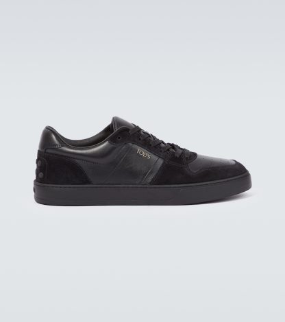 Hochwertiger Luxus Tods Logo-Ledersneaker schwarz