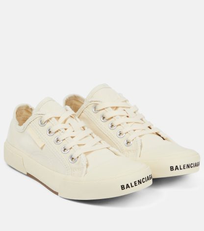 Luxus kaufen Balenciaga Paris Low-Top-Sneaker aus Canvas weiß