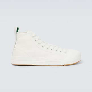 Luxus kaufen Bottega Veneta Vulcan High-Top-Sneaker aus Canvas weiß