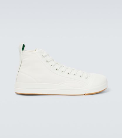 Luxus kaufen Bottega Veneta Vulcan High-Top-Sneaker aus Canvas weiß