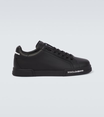 Luxus kaufen Dolce & Gabbana Logo-Ledersneaker schwarz